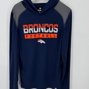 Denver Broncos Football Hoodie Long Sleeve Mens Small Stretch Performance NFL